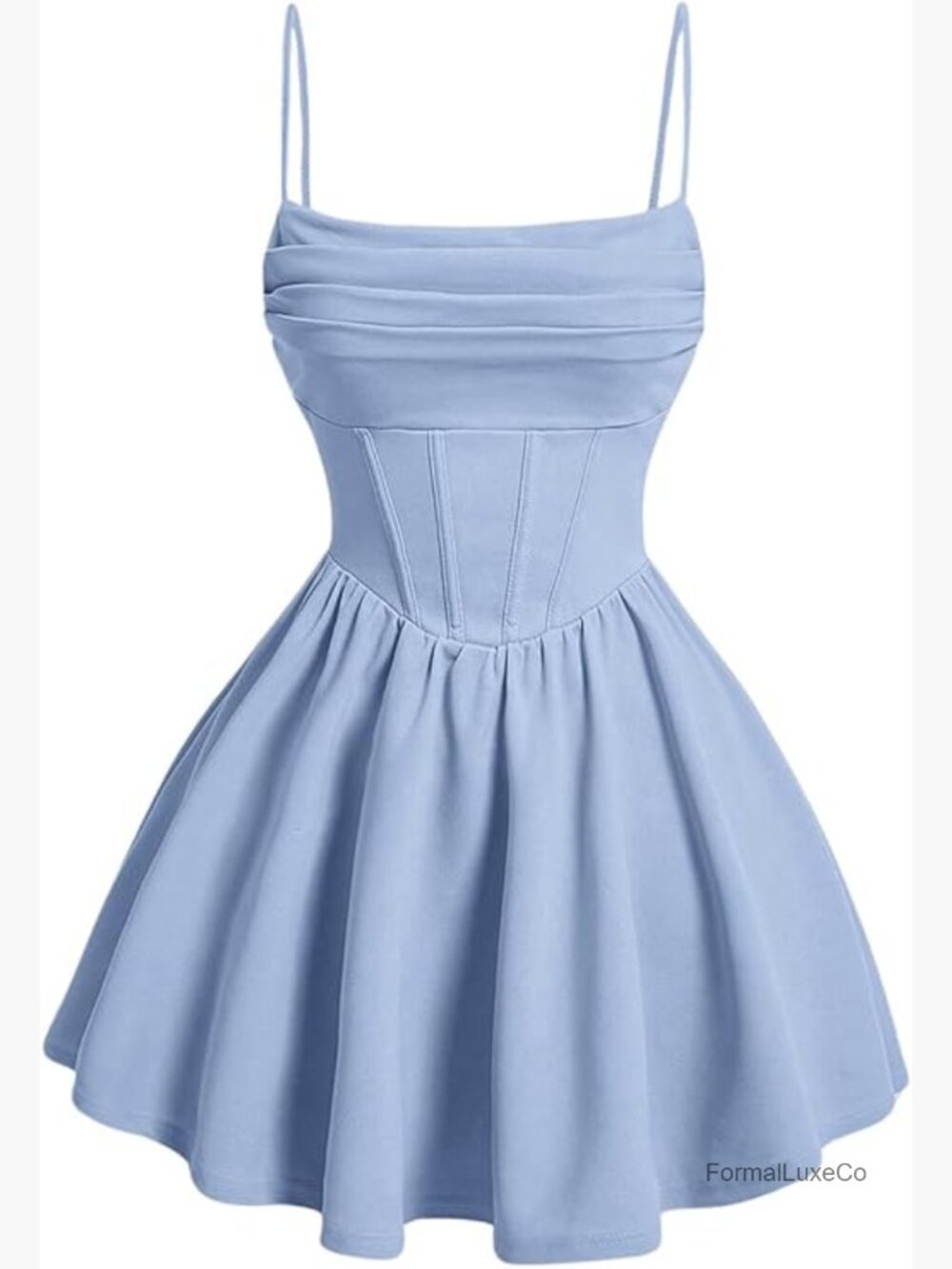 Women's Ruched Corset Dress Spaghetti Strap Fit and Flare Mini Cami Dress